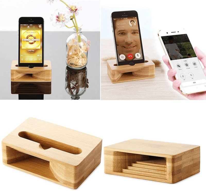 D10 Bamboo Handicraft Mobile Stand Cum Sound Enhancer