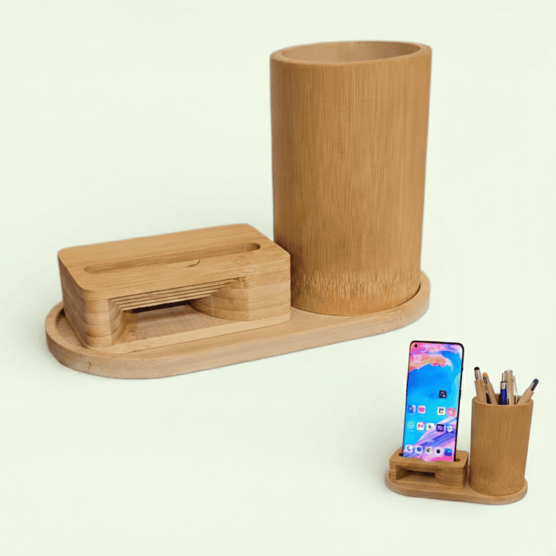 D29 2 in 1 Bamboo Desk Organizer