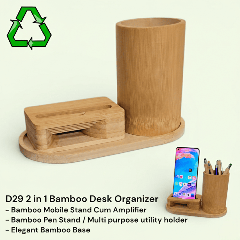 D29 2 in 1 Bamboo Desk Organizer