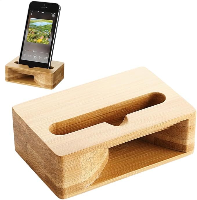 D10 Bamboo Handicraft Mobile Stand Cum Sound Enhancer