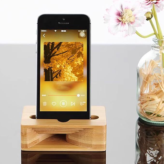 D10 Bamboo Handicraft Mobile Stand Cum Sound Enhancer